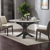 Convertible telescopic dining table with luxury sintered stone and marbling finish, square to round design main product image